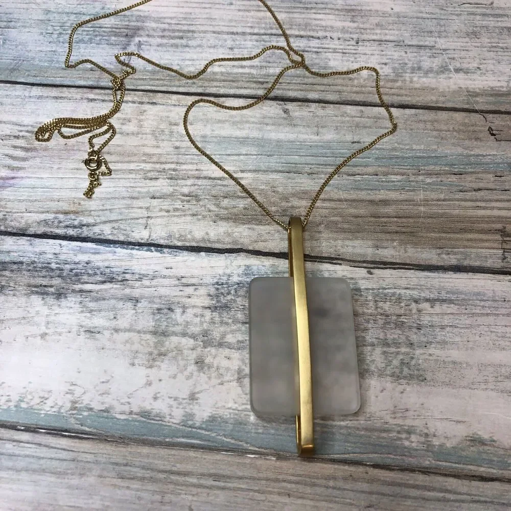 Frosted Acrylic Pendant‎ Geometric Gold Chain Necklace Statement 32